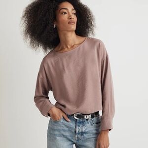 Madewell Long Sleeve Tulip Back Top - Size XL, Mauve